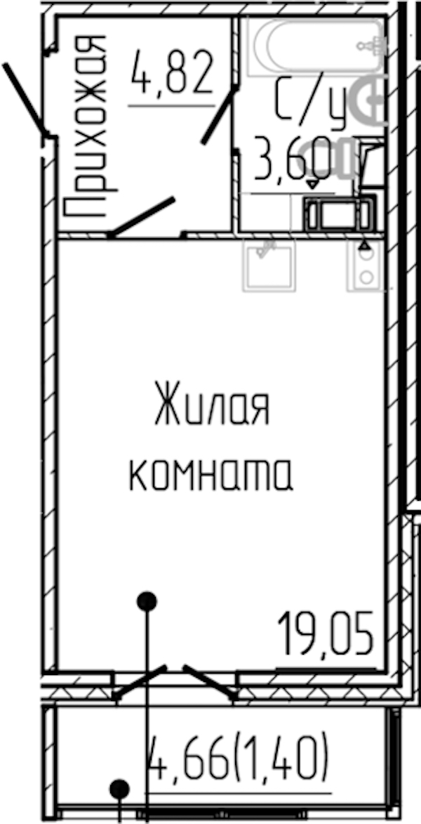 Квартира студия 28.87 м², 8/8 эт., ЖК «SERTOLOVO PARK»